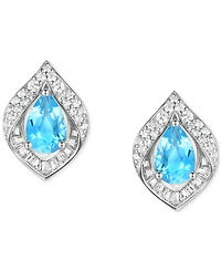 Amethyst (1-7/8 ct. t.w.) & Lab-Grown White Sapphire (1/5 Pear Halo Stud Earrings Sterling Silver (Also Additional Gemstones)