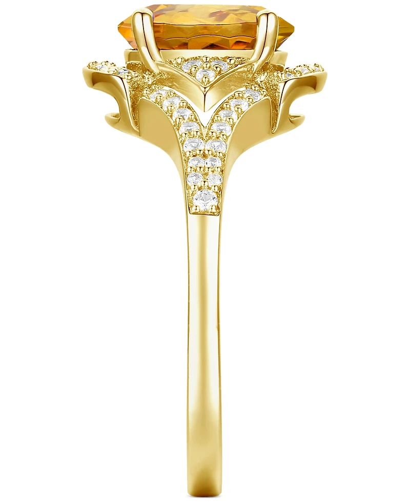 Amethyst (1-1/2 ct. t.w.) & Lab-Grown White Sapphire (1/4 Open Frame Ring 14k Gold-Plated Sterling Silver (Also Additional Gemstones)