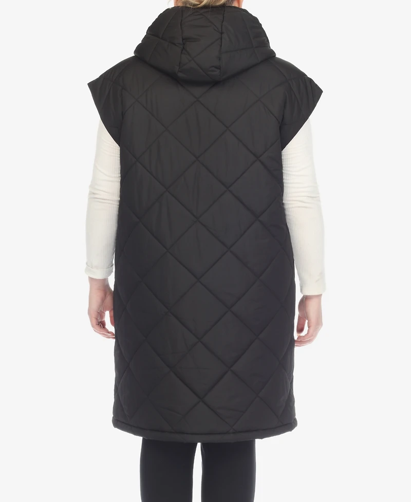 White Mark Plus Diamond Quilted Hooded Puffer Vest