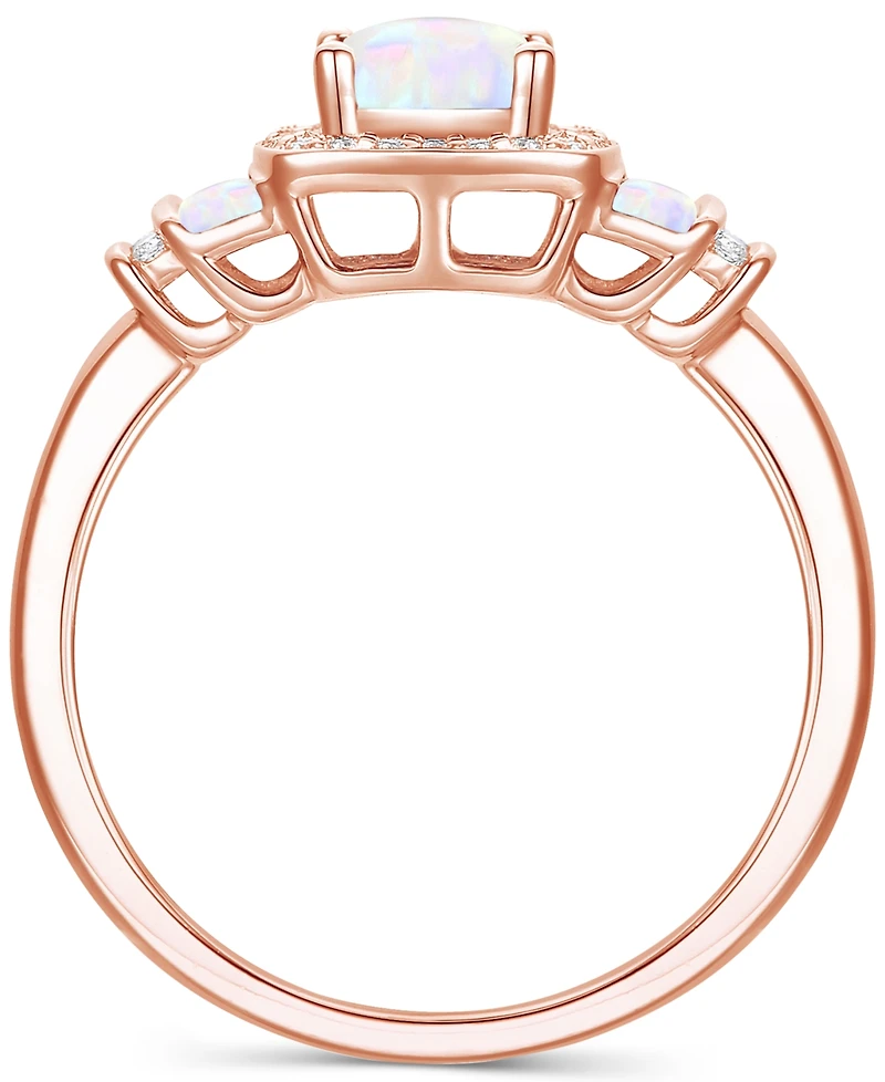Lab-Grown Opal (3/8 ct. t.w.) & White Sapphire (1/6 Statement Ring 14k Rose Gold-Plated Sterling Silver (Also Ruby