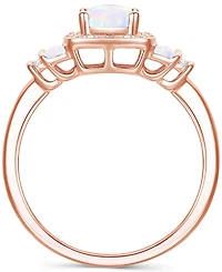Lab-Grown Opal (3/8 ct. t.w.) & White Sapphire (1/6 Statement Ring 14k Rose Gold-Plated Sterling Silver (Also Ruby