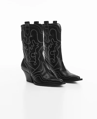 Mango Women's Cowboy Leather Ankle Boots