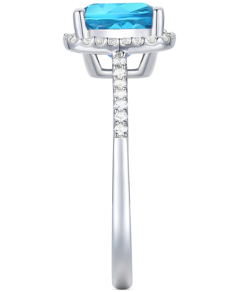 Ruby (2-1/2 ct. t.w.) & Lab-Grown White Sapphire (1/4 Halo Ring 14k Gold-Plated Sterling Silver (Also Additional Gemstones)