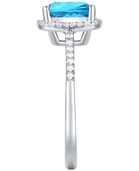 Ruby (2-1/2 ct. t.w.) & Lab-Grown White Sapphire (1/4 Halo Ring 14k Gold-Plated Sterling Silver (Also Additional Gemstones)