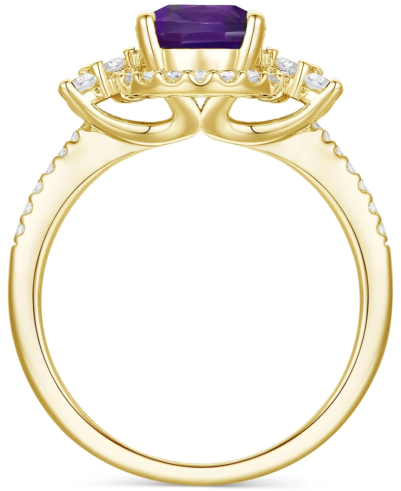 Amethyst (1-1/2 ct. t.w.) & Lab-Grown White Sapphire (1/2 Halo Statement Ring 14k Gold-Plated Sterling Silver