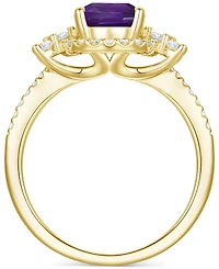 Amethyst (1-1/2 ct. t.w.) & Lab-Grown White Sapphire (1/2 Halo Statement Ring 14k Gold-Plated Sterling Silver