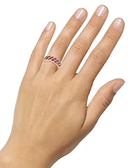Lab-Grown Ruby (1 ct. t.w.) & White Sapphire (3/8 Diagonal Row Statement Ring 14k Gold-Plated Sterling Silver (Also Lab-Grow