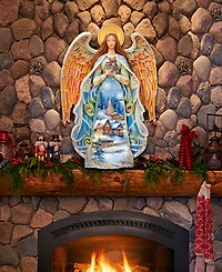 Designocracy Guardian Angel Christmas Door Hanger Wooden Door Decor G. DeBrekht