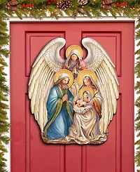 Designocracy Nativity with Angel Christmas Wooden Door Decor Wall Decor G. DeBrekht