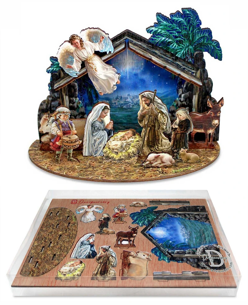 Designocracy Nativity with Angel Village 7" Christmas Nativity Table Decoration G. DeBrekht