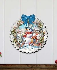 Designocracy Let it Snow Christmas Wooden Door Decor Hanging Decoration G. DeBrekht