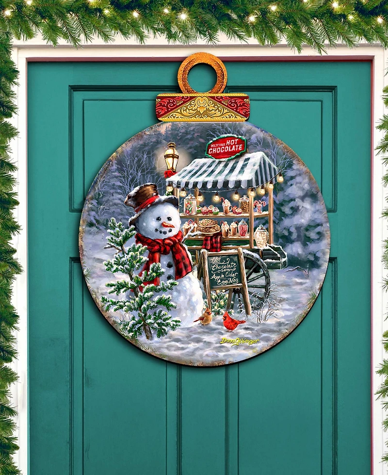 Designocracy Hot Chocolate Stand Christmas Door Decor Wooden Wall Decor D. Gelsinger