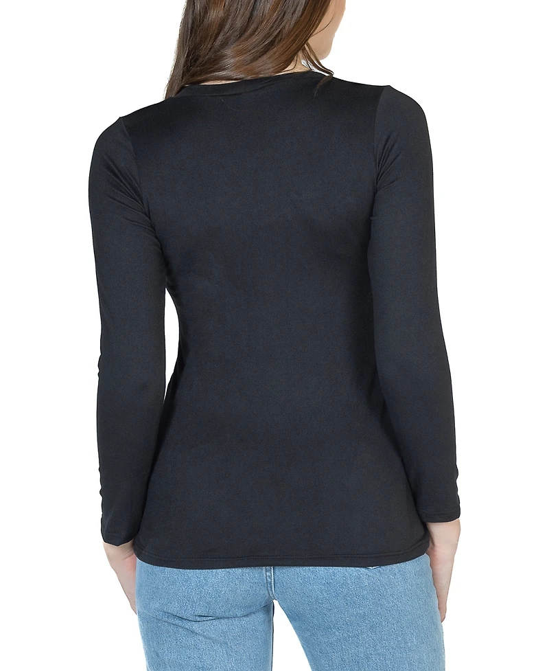 24seven Comfort Apparel Women's Long Sleeve Scoop Neck Top