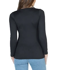 24seven Comfort Apparel Women's Long Sleeve Scoop Neck Top