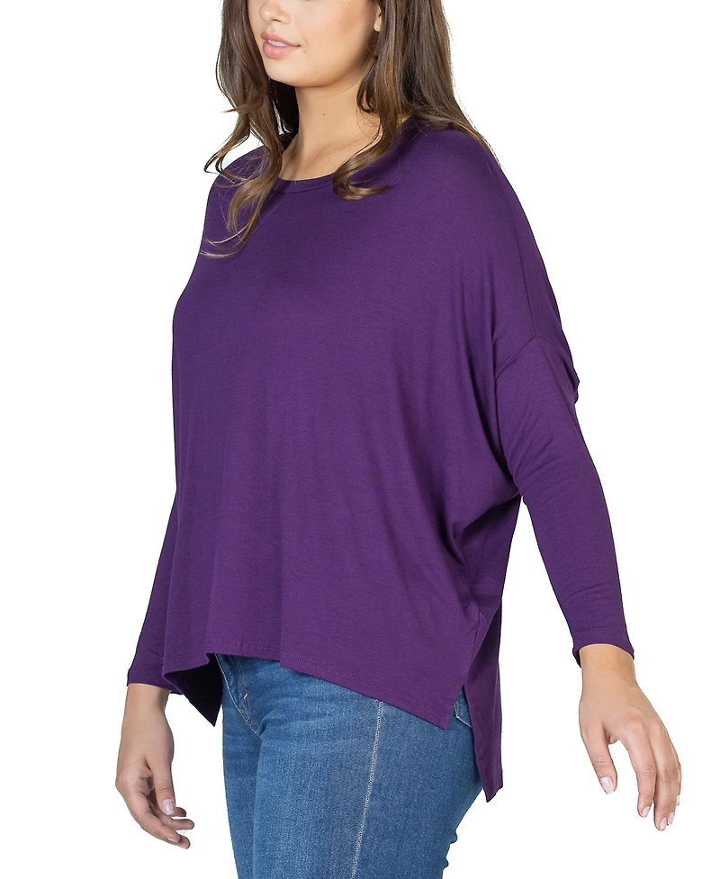 24seven Comfort Apparel Women's Long Sleeve Oversized Dolman Top