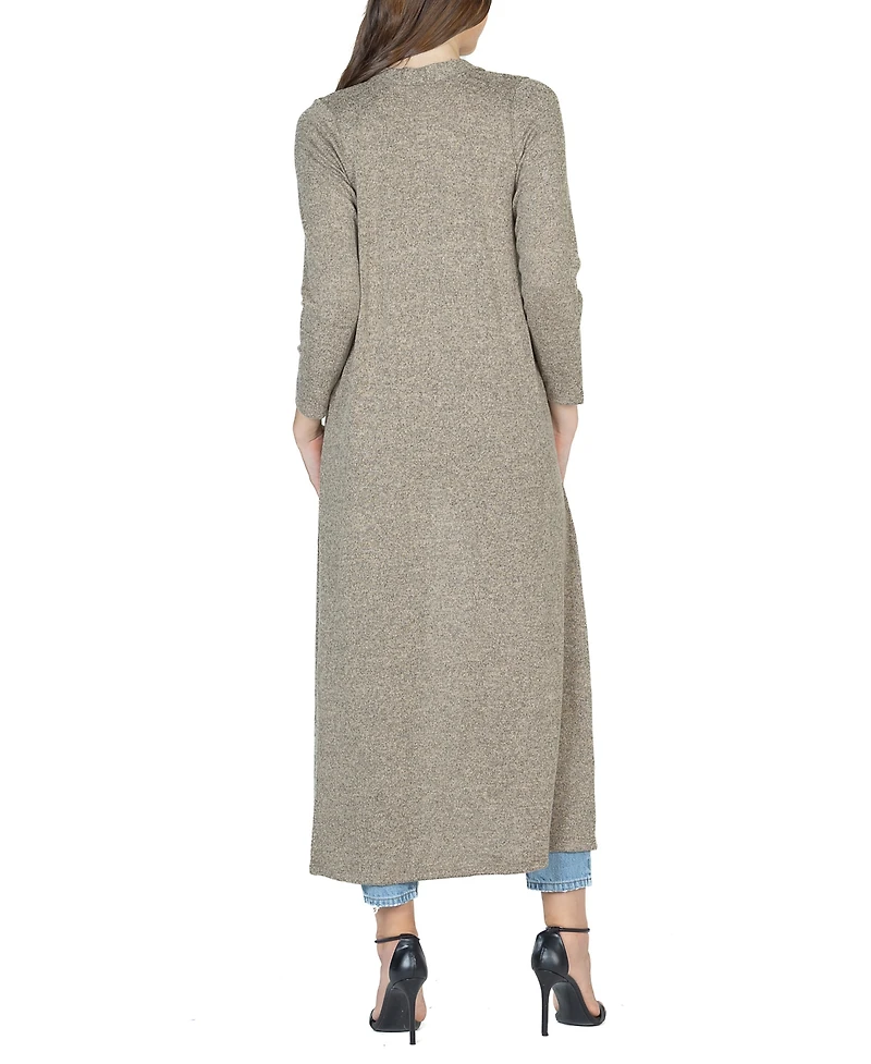 24seven Comfort Apparel Women's Long Duster Open Front Knit Cardigan Jacket