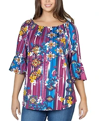 24seven Comfort Apparel Women's Floral Losse Fit Tunic Top