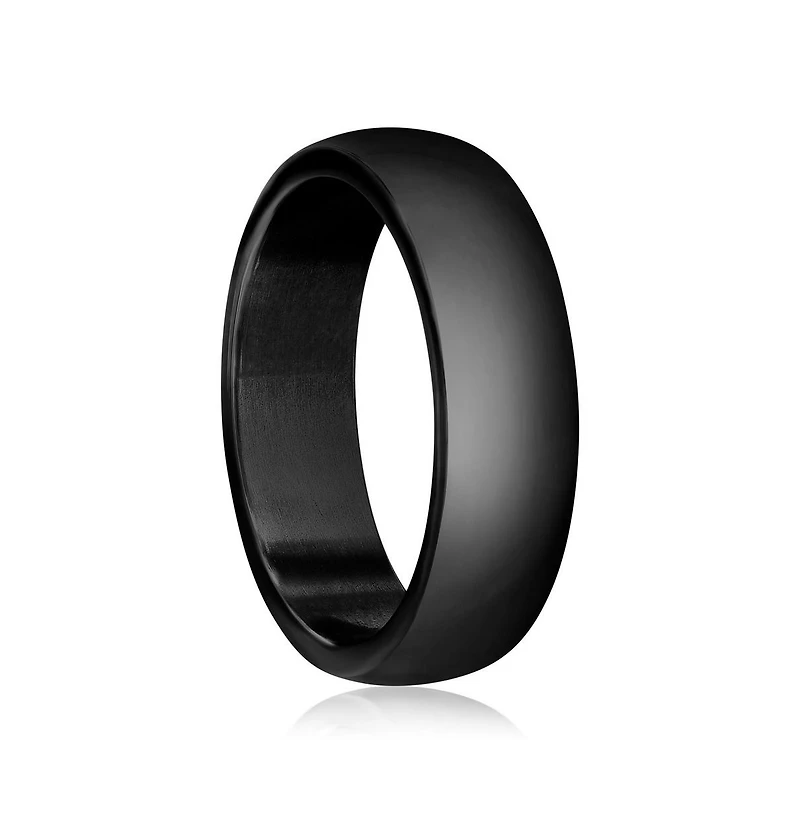 Metallo Stainless Steel Polished Ring - Black Plated