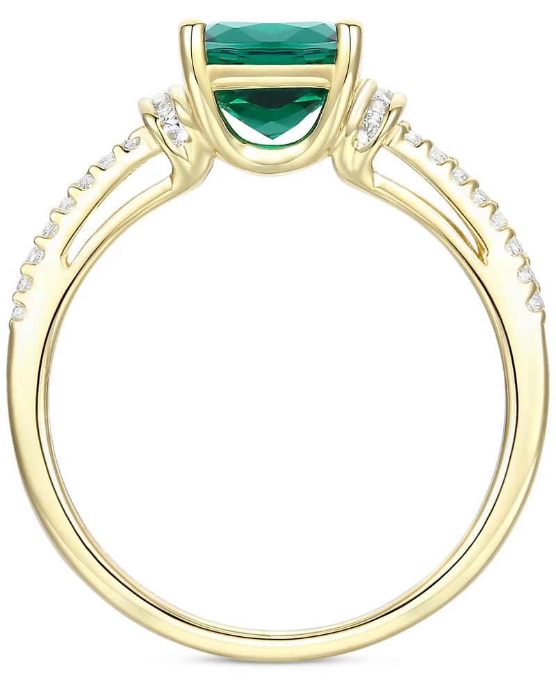 Amethyst (1-1/3 ct. t.w.) & Lab-Grown White Sapphire (1/4 Cushion Ring 14k Gold-Plated Sterling Silver (Also Additional Gemstones)