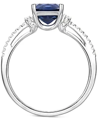 Amethyst (1-1/3 ct. t.w.) & Lab-Grown White Sapphire (1/4 Cushion Ring 14k Gold-Plated Sterling Silver (Also Additional Gemstones)