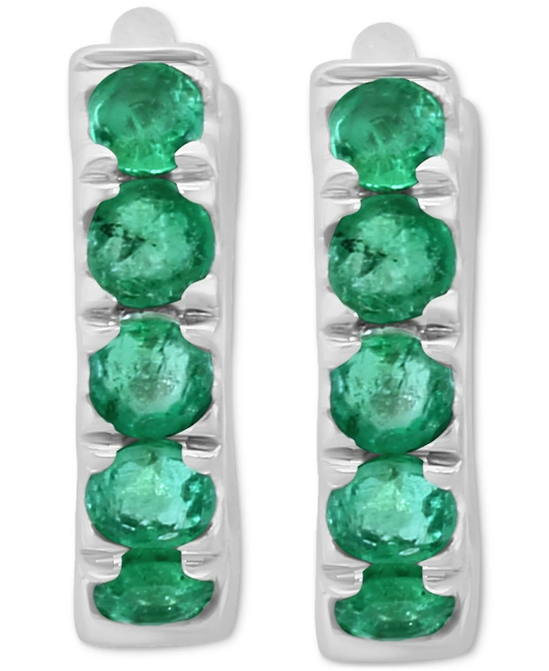 Effy Emerald Small Huggie Hoop Earrings (1/4 ct. t.w.) in Sterling Silver (Also in Sapphire, Ruby & Multi-Gemstone), 0.33"