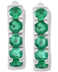 Effy Emerald Small Huggie Hoop Earrings (1/4 ct. t.w.) in Sterling Silver (Also in Sapphire, Ruby & Multi-Gemstone), 0.33"