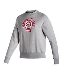 Women's adidas Heathered Gray Nebraska Huskers Vintage-Like Circle Pullover Sweatshirt