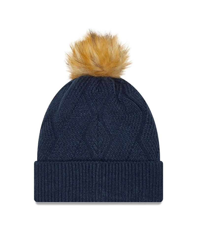 Women's New Era Navy Dallas Cowboys Snowy Cuffed Knit Hat with Pom