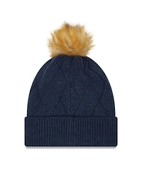 Women's New Era Navy Dallas Cowboys Snowy Cuffed Knit Hat with Pom