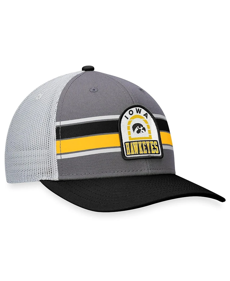 Men's Top of the World Gray, Black Iowa Hawkeyes Aurora Trucker Adjustable Hat