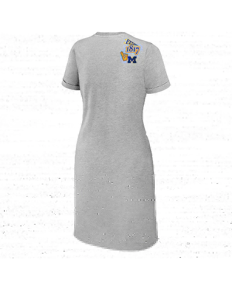 Women's Wear by Erin Andrews Heather Gray Michigan Wolverines Knotted T-shirt Dress