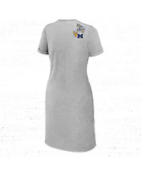Women's Wear by Erin Andrews Heather Gray Michigan Wolverines Knotted T-shirt Dress
