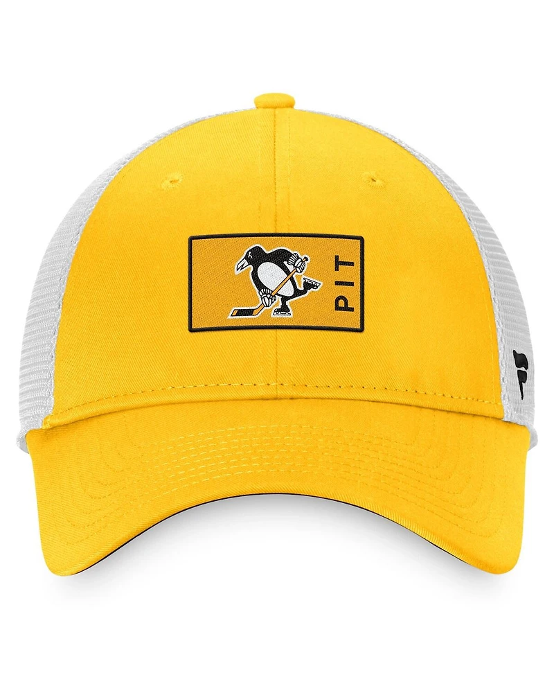 Men's Fanatics Gold, White Pittsburgh Penguins Authentic Pro Trucker Snapback Hat