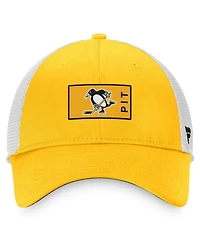 Men's Fanatics Gold, White Pittsburgh Penguins Authentic Pro Trucker Snapback Hat