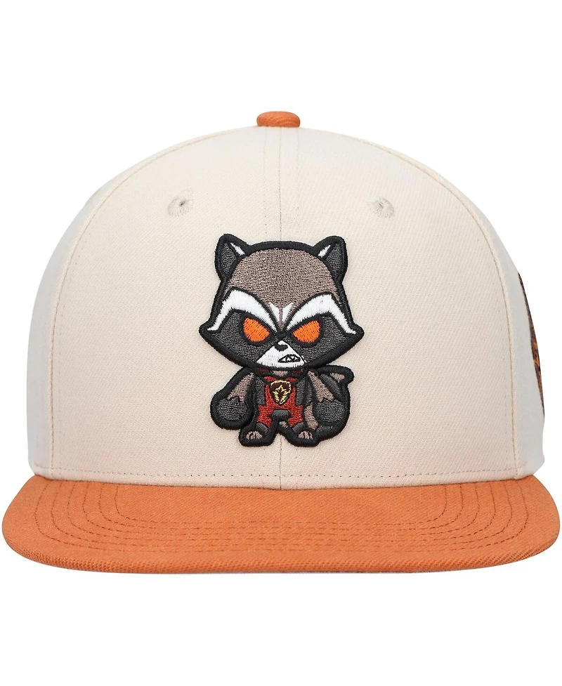 Big Boys and Girls Cream Guardians of the Galaxy Rocket Raccoon Character Snapback Hat