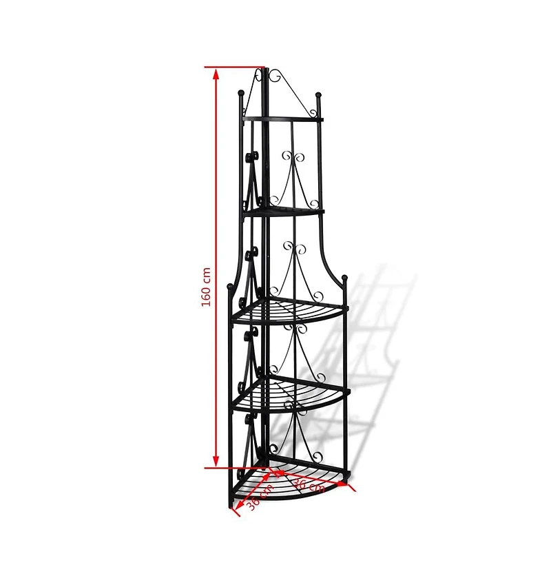 Corner Plant Rack Black 14.2"x23.6"