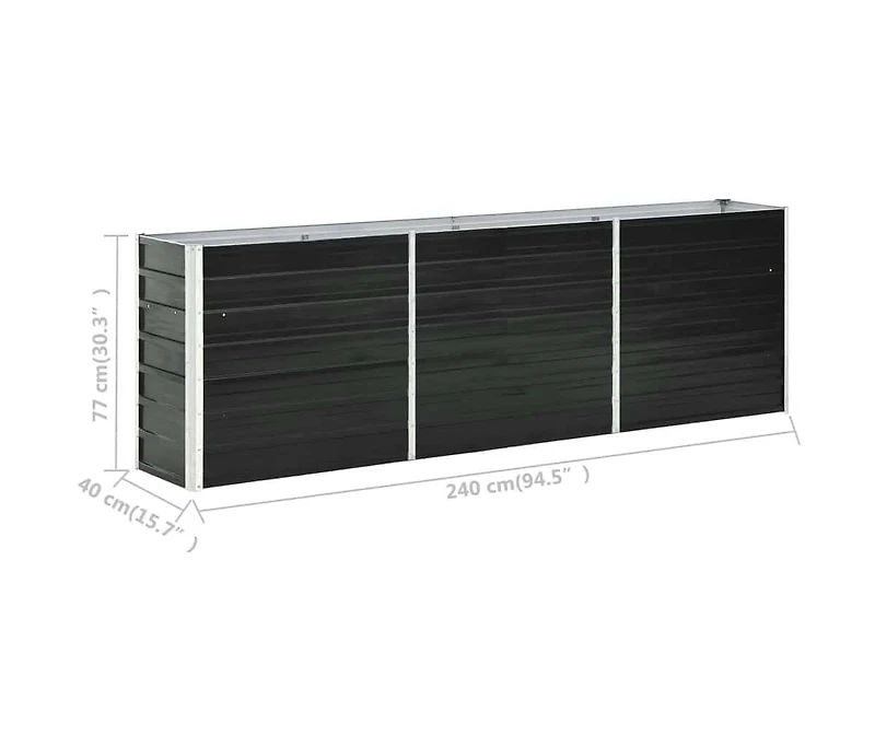 Garden Raised Bed Galvanized Steel 94.5"x15.7"x30.3" Anthracite