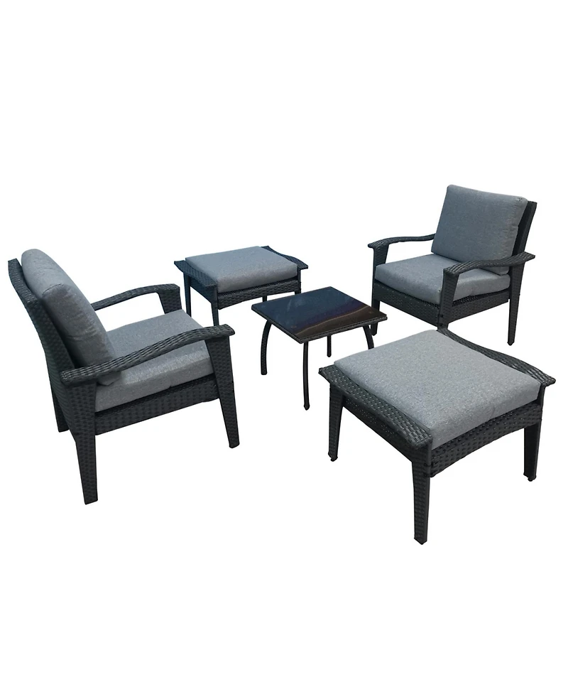 Simplie Fun Patio Furniture Outdoor Chair And Ottoman 5 Pieces Rattan Seating Group With Cushions