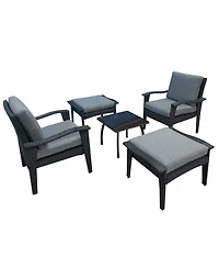 Simplie Fun Patio Furniture Outdoor Chair And Ottoman 5 Pieces Rattan Seating Group With Cushions