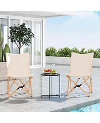 Bamboo Butterfly Folding Chair Set of 2 with Storage Pocket 330 Lbs Capacity