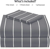 3PC Striped Silky Soft Cooling Deep Pocket Performance Sheet Set 