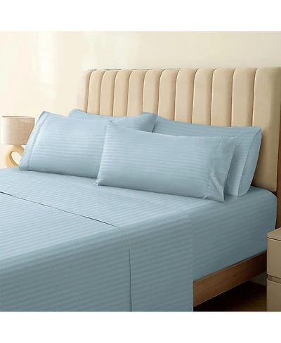 4PC Striped Silky Soft Cooling Deep Pocket Performance Sheet Set 
