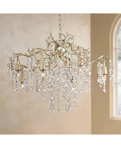 Possini Euro Design Branches Champagne Silver Chandelier 31" Wide Modern Clear Crystal 8-Light Fixture for Dining Room House Kitchen Island Entry