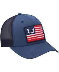 Men's Huk Blue Huks and Bars American Trucker Snapback Hat