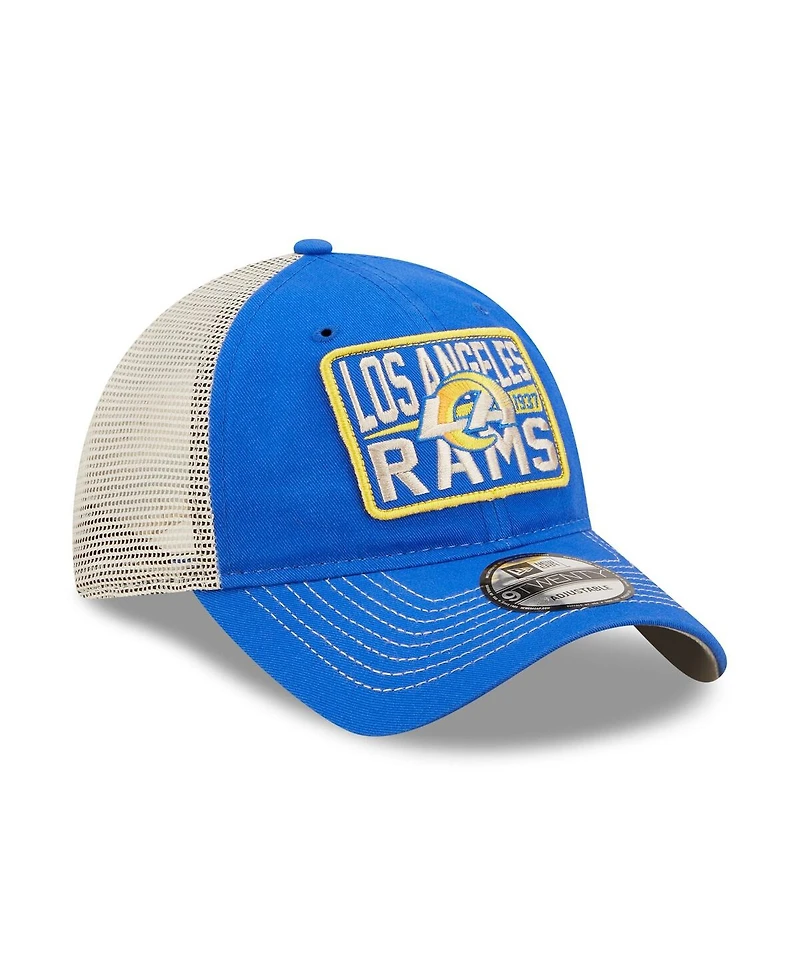 Men's New Era Royal, Natural Los Angeles Rams Devoted Trucker 9TWENTY Snapback Hat