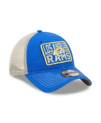 Men's New Era Royal, Natural Los Angeles Rams Devoted Trucker 9TWENTY Snapback Hat