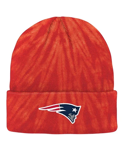Big Boys and Girls Red New England Patriots Tie-Dye Cuffed Knit Hat