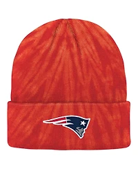 Big Boys and Girls Red New England Patriots Tie-Dye Cuffed Knit Hat