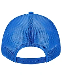 Men's New Era Cream, Royal Los Angeles Rams Team Stripe Trucker 9FORTY Snapback Hat