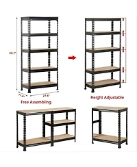 Sugift 5-Tier Steel Height -Adjustable Shelving Unit